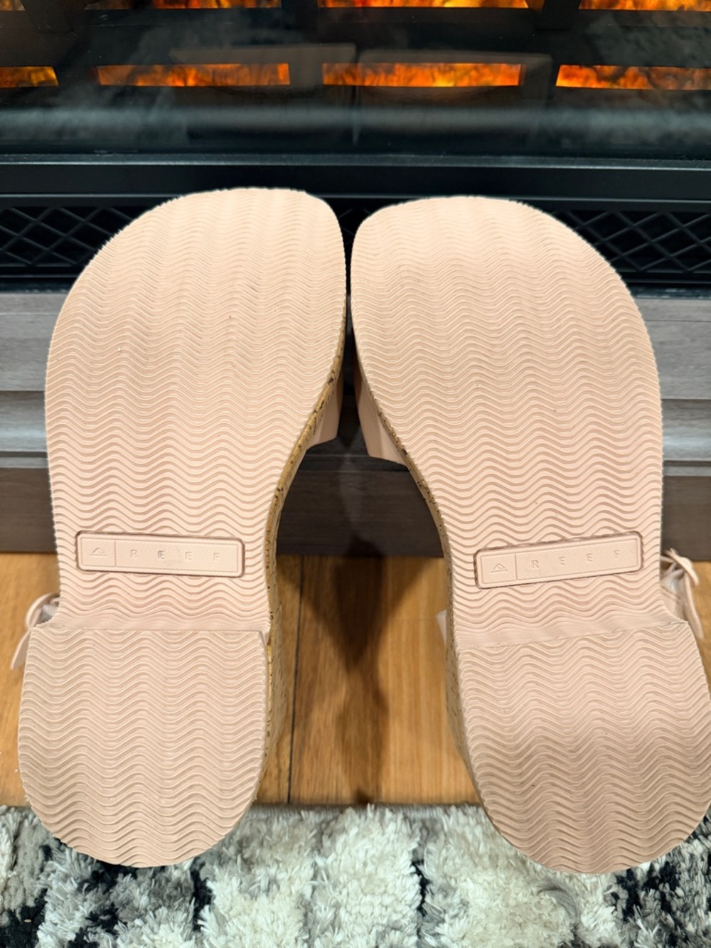 Reef Blush Pink Cork Wedge Sandals with Ankle Strap - Picture 6 of 9